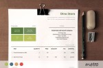 This corporate invoice template uses a metro style which relies more on the typography and the content, and less on the graphics of the document.